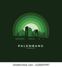 Palembang city silhouette and view svg