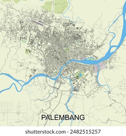 Palembang, Indonesia map poster art