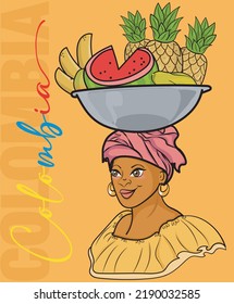 Palenquera woman from Cartagena Colombia