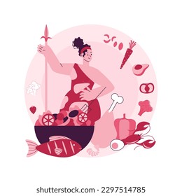 Paleo diet abstract concept vector illustration. Weight-loss diet, fresh vegetable salad, healthy organic food, uncooked fish, vegetarian plate, healthy lifestyle, vitamin abstract metaphor.