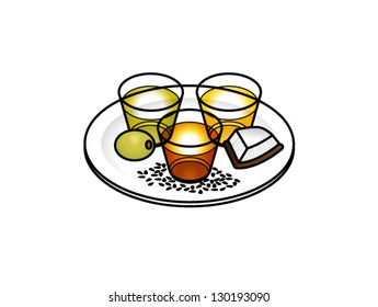 Paleo diet component (4 of 5) - natural oils. Plate size indicate relative recommended volume. Collect all 5 plates!
