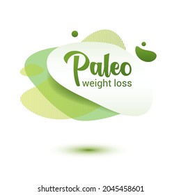 Paleo diet frendly badge. Green amoeba design of sticker for paleo diet menu, poster, flyer