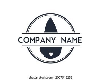 Paleo Diet Logo With Heart Stone Age Primitive Business Vector Art Standalone Art Round Blue Business Identity Trade Mark