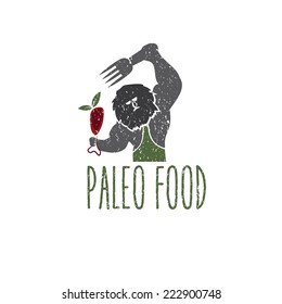 Paleo Food Caveman Vector Design Template