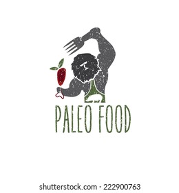 paleo food caveman vector design template