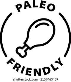 paleo friendly black outline badge icon label isolated vector on transparent background