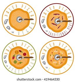 paleo pizza concept vintage vector labels set