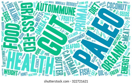 Paleo Word Cloud On a White Background. 