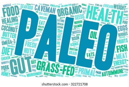 Paleo Word Cloud On a White Background. 