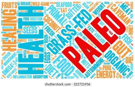 Paleo Word Cloud On a White Background. 