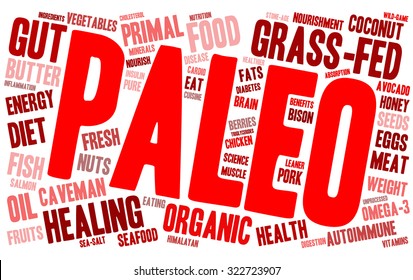 Paleo Word Cloud On a White Background. 