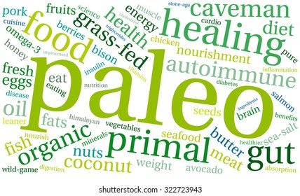 Paleo Word Cloud On a White Background. 