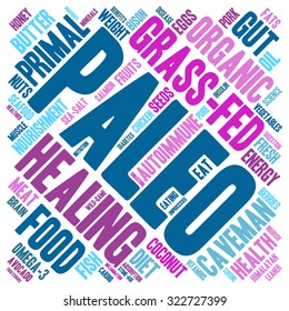 Paleo Word Cloud On a White Background. 