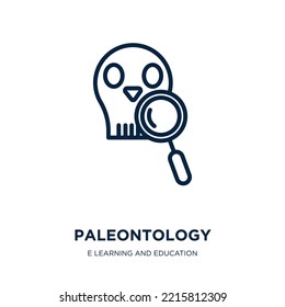 paleontology icon from e learning and education collection. Thin linear paleontology, dinosaur, ancient outline icon isolated on white background. Line vector paleontology sign, symbol for web and 