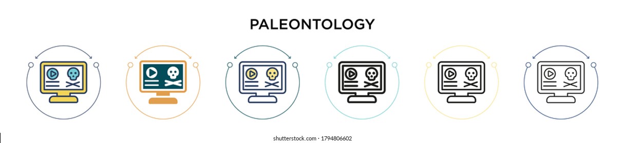 Paleontology icon in filled, thin line, outline and stroke style. Vector illustration of two colored and black paleontology vector icons designs can be used for mobile, ui, web