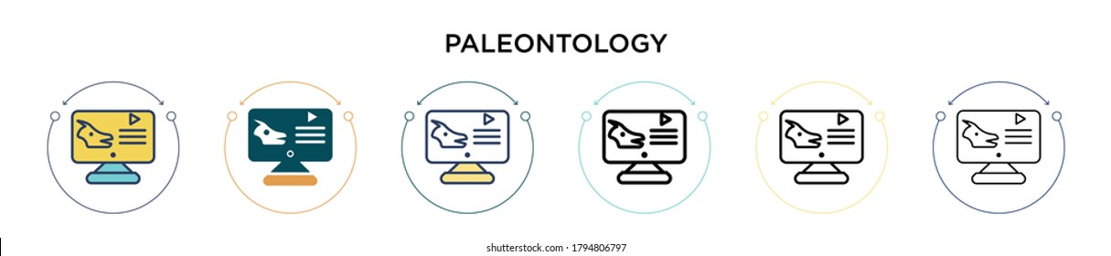 Paleontology icon in filled, thin line, outline and stroke style. Vector illustration of two colored and black paleontology vector icons designs can be used for mobile, ui, web