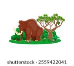 Paleontology mammoth animal cute character. Extinct animal, Ice age herbivore mammal funny isolated personage or ancient fauna giant cartoon vector character. Mammoth in forest comical mascot