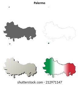 Palermo blank detailed outline map set - vector version