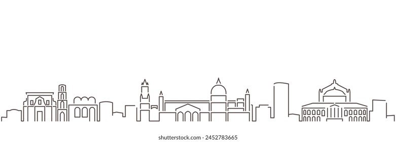 Palermo Dark Line Simple Minimalist Skyline With White Background
