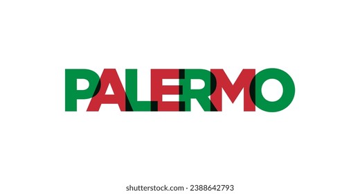 Palermo in the Italia emblem for print and web. Design features geometric style, vector illustration with bold typography in modern font. Graphic slogan lettering isolated on white background.