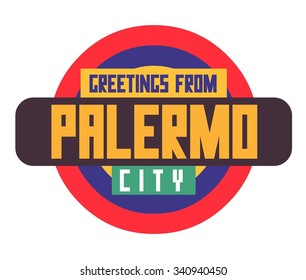 Palermo in Italy is Beautiful city to visit on holiday, vector cartoon illustration