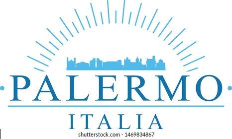 Palermo Italy City. Banner Design. City Skyline. Silhouette Vector. Famous Monuments.