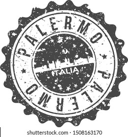 Palermo Italy City Skyline. Silhouette City. Design Vector. Famous Monuments.