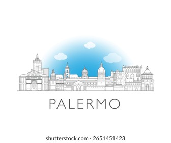 Palermo, Italy, cityscape illustration skyline drawing