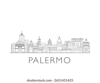 Palermo, Italy, cityscape illustration skyline drawing