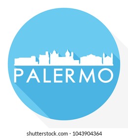 Palermo Italy Flat Icon Skyline Silhouette Design City Vector Art Logo.