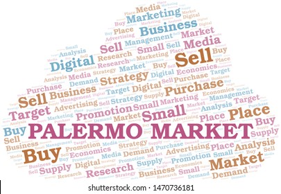 Palermo Market word cloud. Vector made with text only