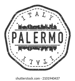 Palermo, PA, Italy Stamp Skyline Postmark. Silhouette Postal Passport. City Round Vector Icon. Vintage Postage Design.