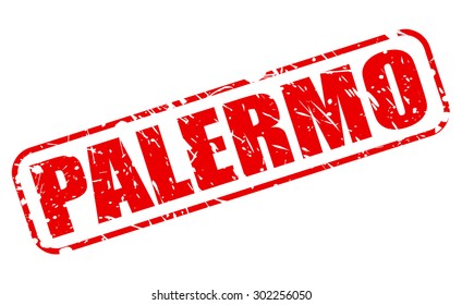 Palermo red stamp text on white