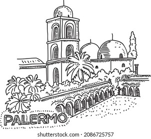 Palermo - Sicily, Italy. Sketchy hand-drawn vector illustration.