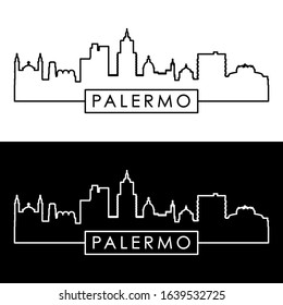 Palermo skyline. Linear style. Editable vector file.