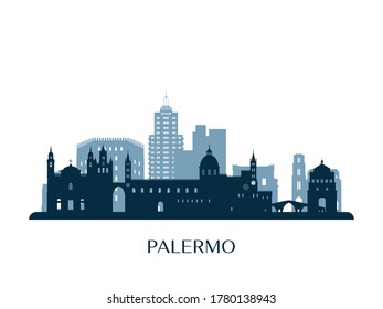 Palermo skyline, monochrome silhouette. Vector illustration.