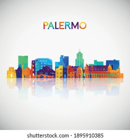 Palermo skyline silhouette in colorful geometric style. Symbol for your design. Vector illustration.