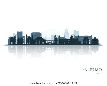 Palermo skyline silhouette with reflection. Landscape Palermo, Italy. Vector illustration.