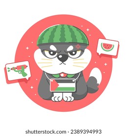 palestina cute cat cartoon illustration