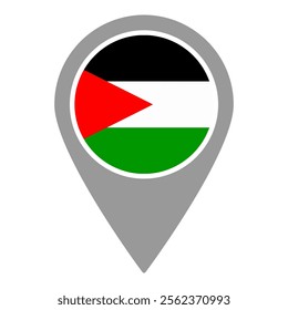 Palestina flag location pin, flag application, Flag on Location Pin, graphic design, map pointer, vector illustration.