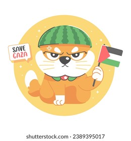 palestina support cat cartoon illustration