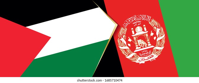 Die Flaggen Palästinas und Afghanistans, zwei Vektorillustrationen Flaggen Symbol für Beziehung oder Konfrontation.