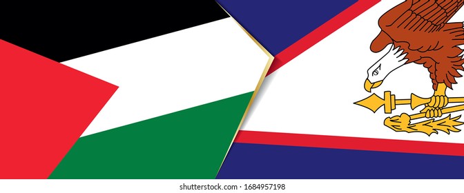 Palestine and American Samoa flags, two vector flags symbol of relationship or confrontation.
