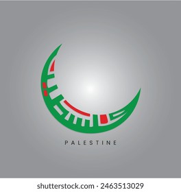 Palestina Diseño de Vector de caligrafía árabe con banderas y mezquita Al-Aqsa para el saludo, ilustración..