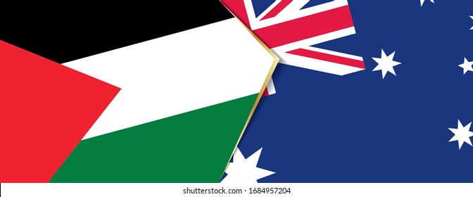 Palästina und Australien Flaggen, zwei Vektorillustrationen Flaggen Symbol für Beziehung oder Konfrontation.