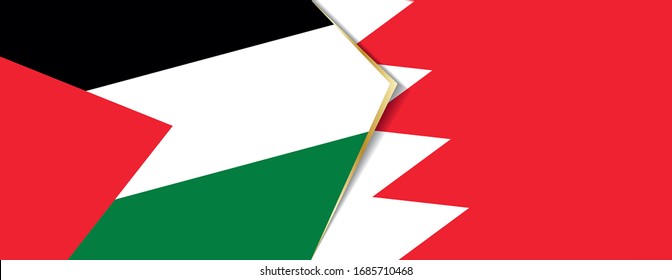 Palestine and Bahrain flags, two vector flags symbol of relationship or confrontation.