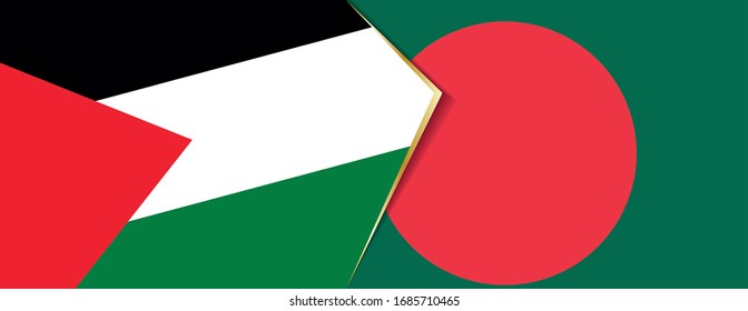 Palestine and Bangladesh flags, two vector flags symbol of relationship or confrontation.