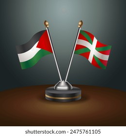 Palestina y tierras vascas banderean juntas. Pequeño indicador de tabla con fondo degradado de color