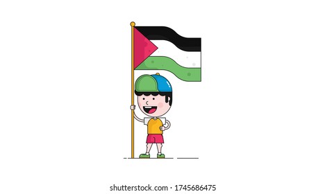 Palestine boy cartoon illustration vector