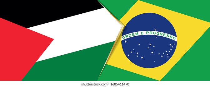 Palästina und Brasilien Flaggen, zwei Vektorillustrationen Flaggen Symbol für Beziehung oder Konfrontation.